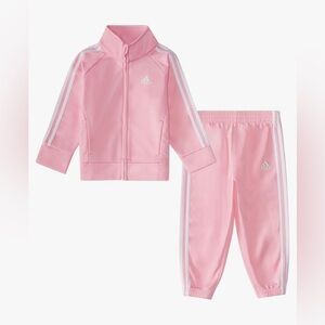 Adidas Pink Tracksuit with White Accents